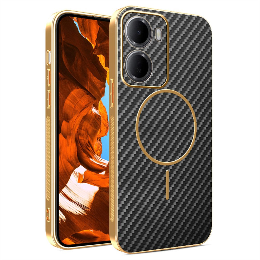 For Xiaomi Redmi 15a 5G Phone Case Carbon Fiber Textured Electroplated TPU Phone Back Cover