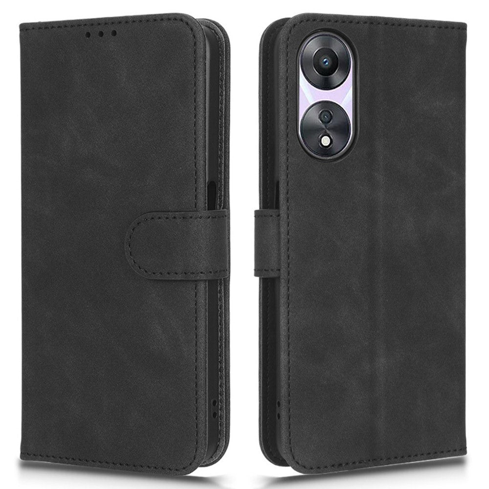 For Oppo A58 5G Shockproof Phone Case Skin-touch Feeling Wallet Stand Flip Anti-scratch PU Leather+TPU Cover
