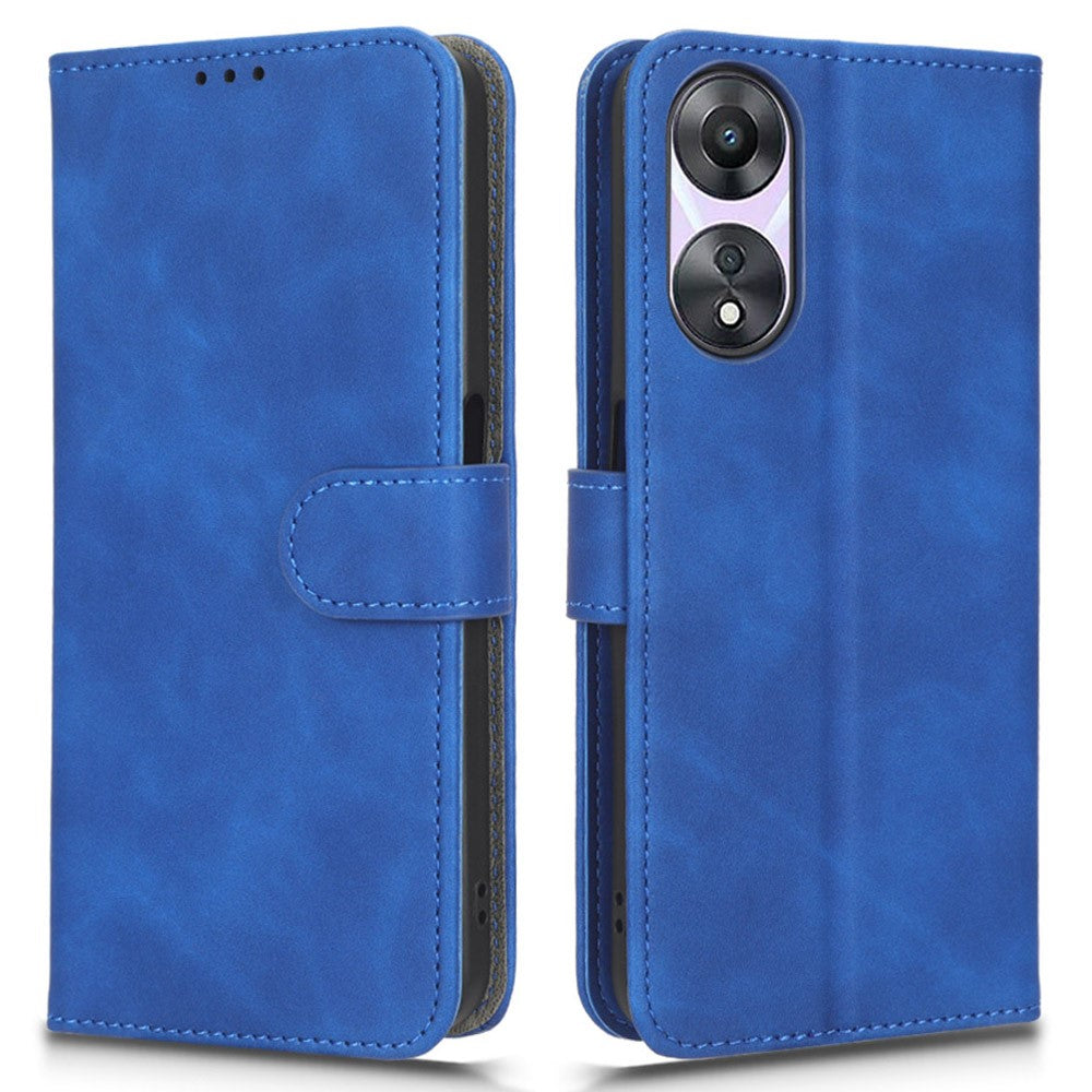 For Oppo A58 5G Shockproof Phone Case Skin-touch Feeling Wallet Stand Flip Anti-scratch PU Leather+TPU Cover