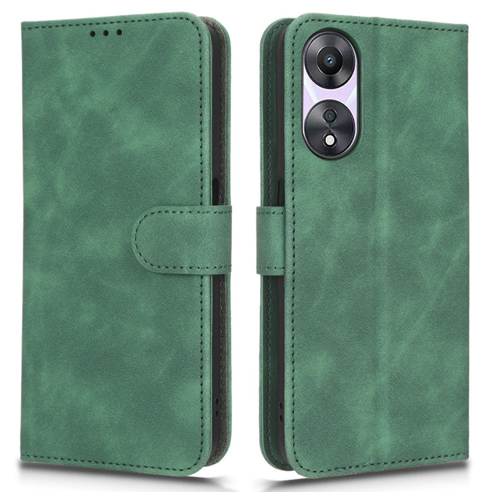 For Oppo A58 5G Shockproof Phone Case Skin-touch Feeling Wallet Stand Flip Anti-scratch PU Leather+TPU Cover