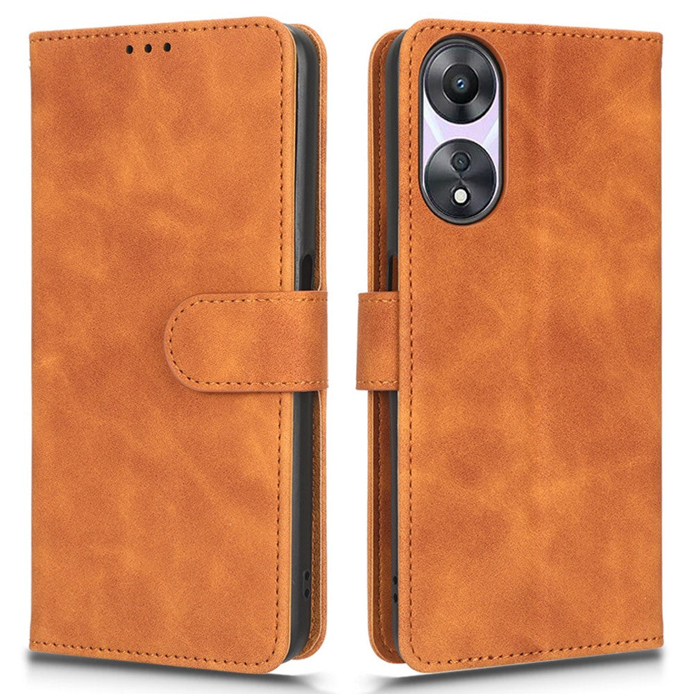 For Oppo A58 5G Shockproof Phone Case Skin-touch Feeling Wallet Stand Flip Anti-scratch PU Leather+TPU Cover