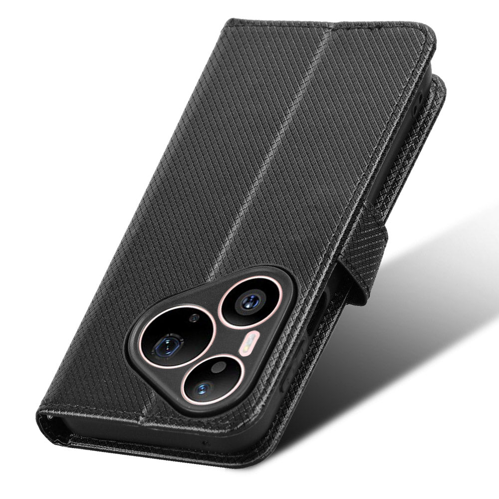 For Huawei Pura 90s Pro Max 5G / Pura 90 Pro Max Leather Wallet Case with Strap Diamond Texture Phone Cover
