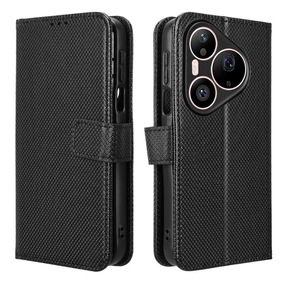 Huawei Pura 90s Pro 5G / Pura 90 Pro læderpung med rem, diamanttekstur og mobilcover