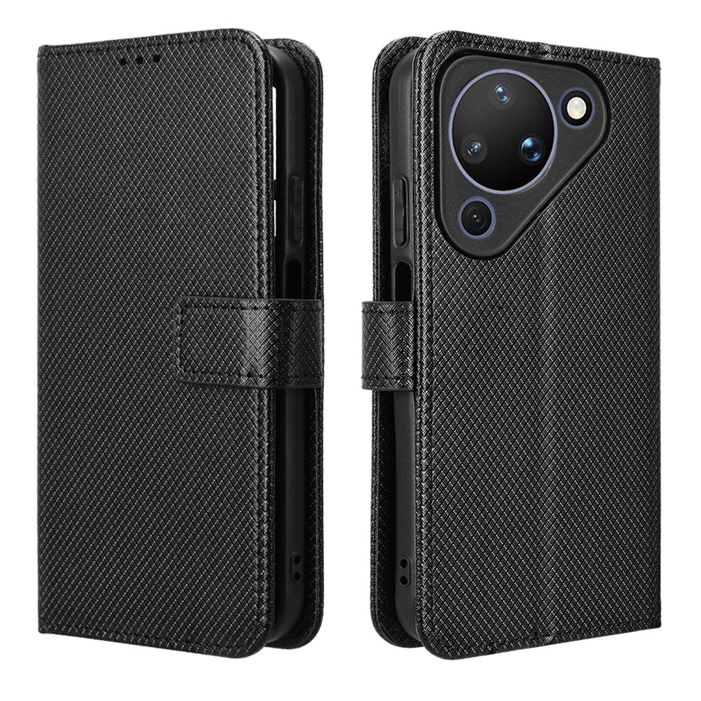 For Huawei Pura 90 Leather Wallet Case with Strap Diamond Texture Phone Cover
