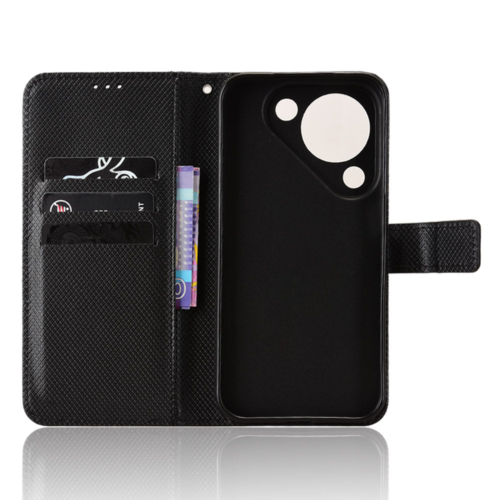 For Huawei Pura 90 Leather Wallet Case with Strap Diamond Texture Phone Cover