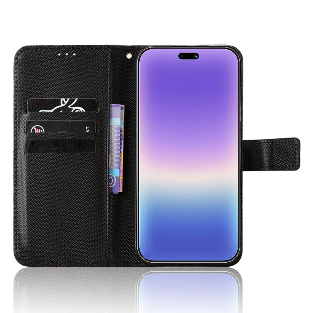 For Huawei Pura 90 Leather Wallet Case with Strap Diamond Texture Phone Cover