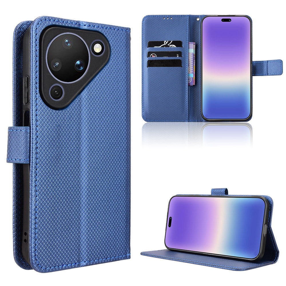 For Huawei Pura 90 Leather Wallet Case with Strap Diamond Texture Phone Cover