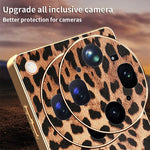 For Oppo Find X9 Ultra 5G Case Leopard Print PU Leather Coated PC + TPU Electroplating Phone Cover