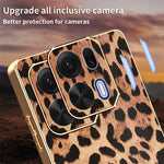 Til Oppo K15 Pro+ 5G Cover Leopard Print PU Læderbelagt PC + TPU Galvaniseret Telefoncover