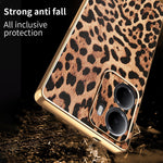 For Xiaomi Redmi 15a 5G Case Leopard Print PU Leather Coated PC + TPU Electroplating Phone Cover