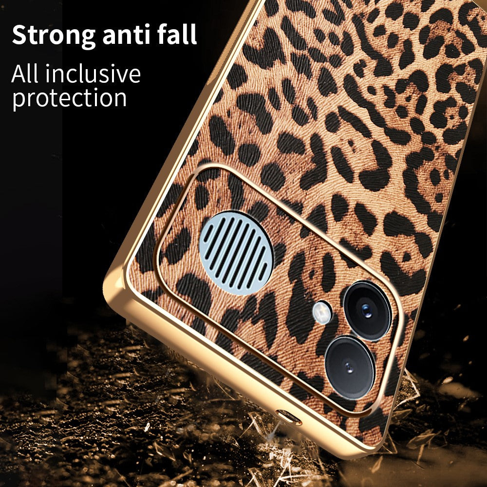 For Xiaomi Redmi K90 Max 5G Case Leopard Print PU Leather Coated PC + TPU Electroplating Phone Cover