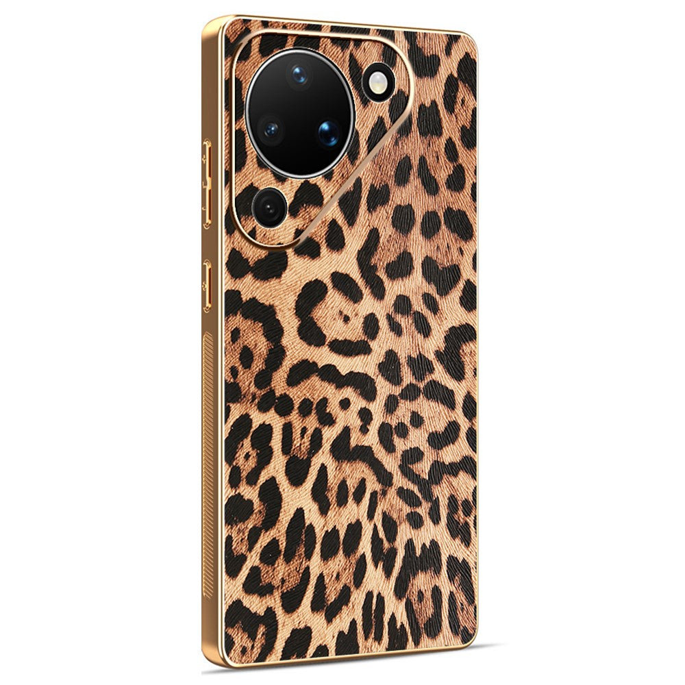 For Huawei Pura 90 Case Leopard Print PU Leather Coated PC + TPU Electroplating Phone Cover