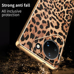 For Huawei Pura 90 Case Leopard Print PU Leather Coated PC + TPU Electroplating Phone Cover