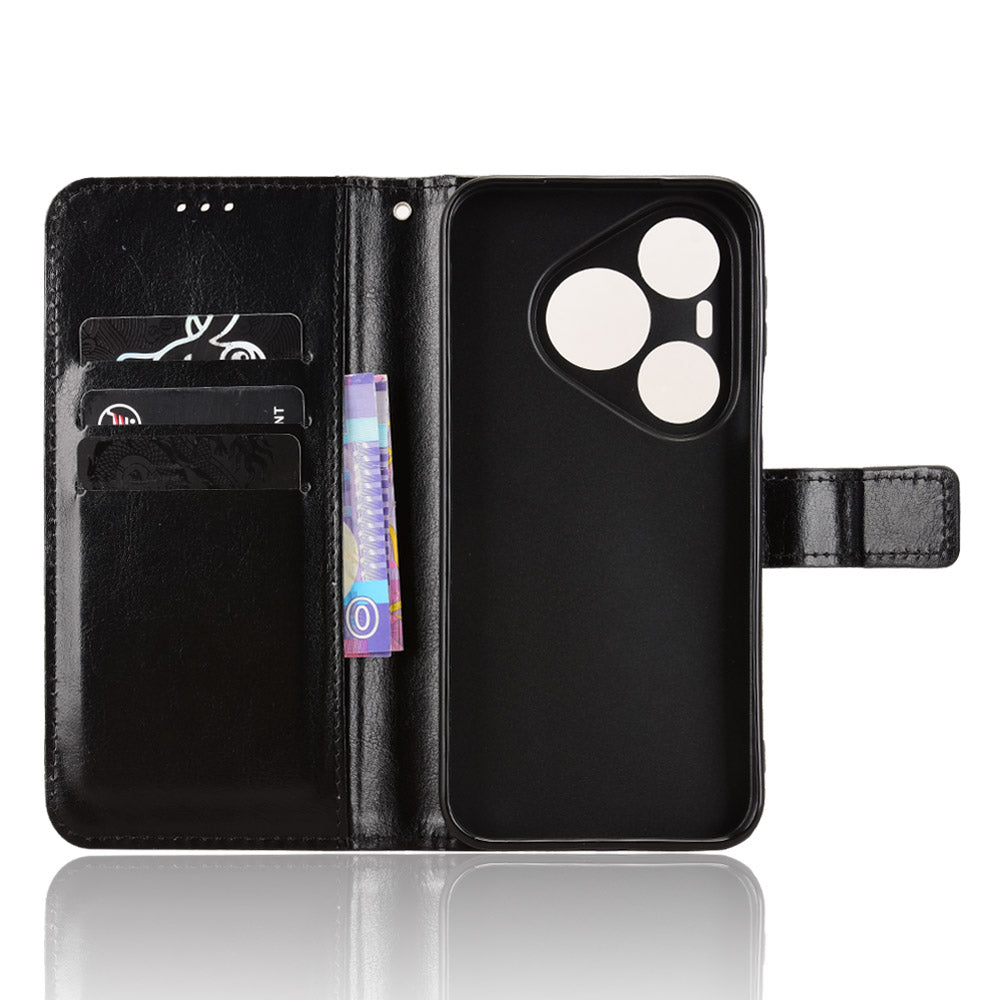 For Huawei Pura 90s Pro Max 5G / Pura 90 Pro Max PU Leather Case with Strap Crazy Horse Texture Phone Wallet Cover