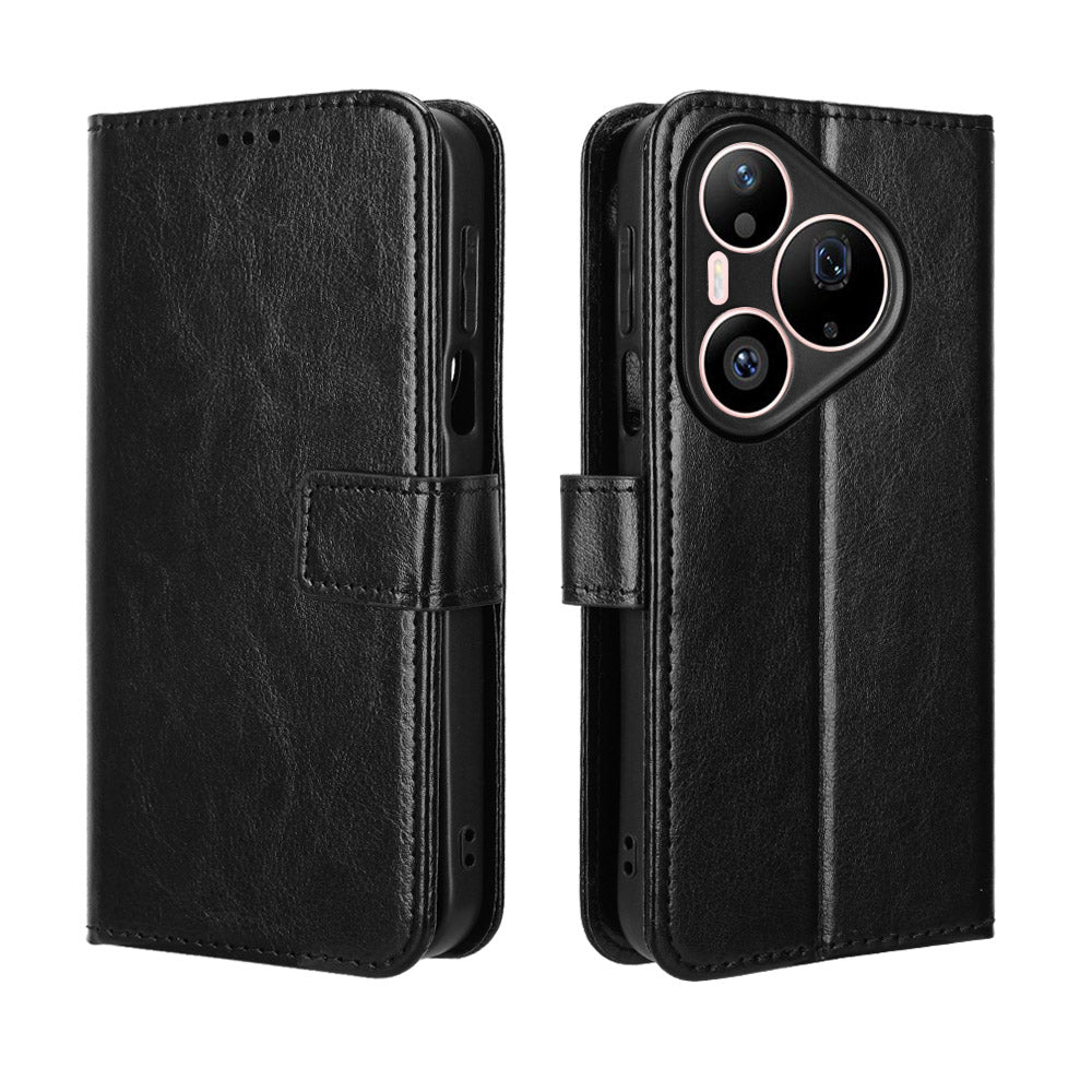 For Huawei Pura 90s Pro Max 5G / Pura 90 Pro Max PU Leather Case with Strap Crazy Horse Texture Phone Wallet Cover