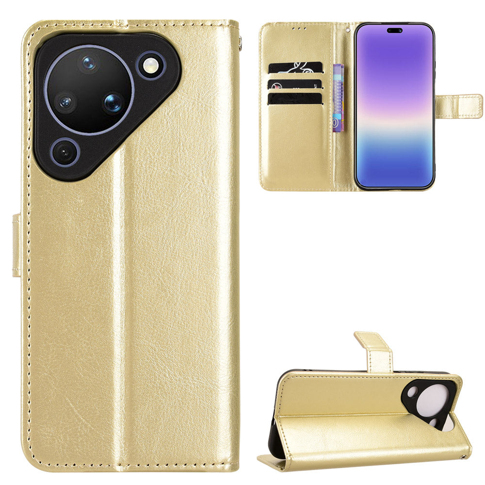 For Huawei Pura 90 PU Leather Case with Strap Crazy Horse Texture Phone Wallet Cover