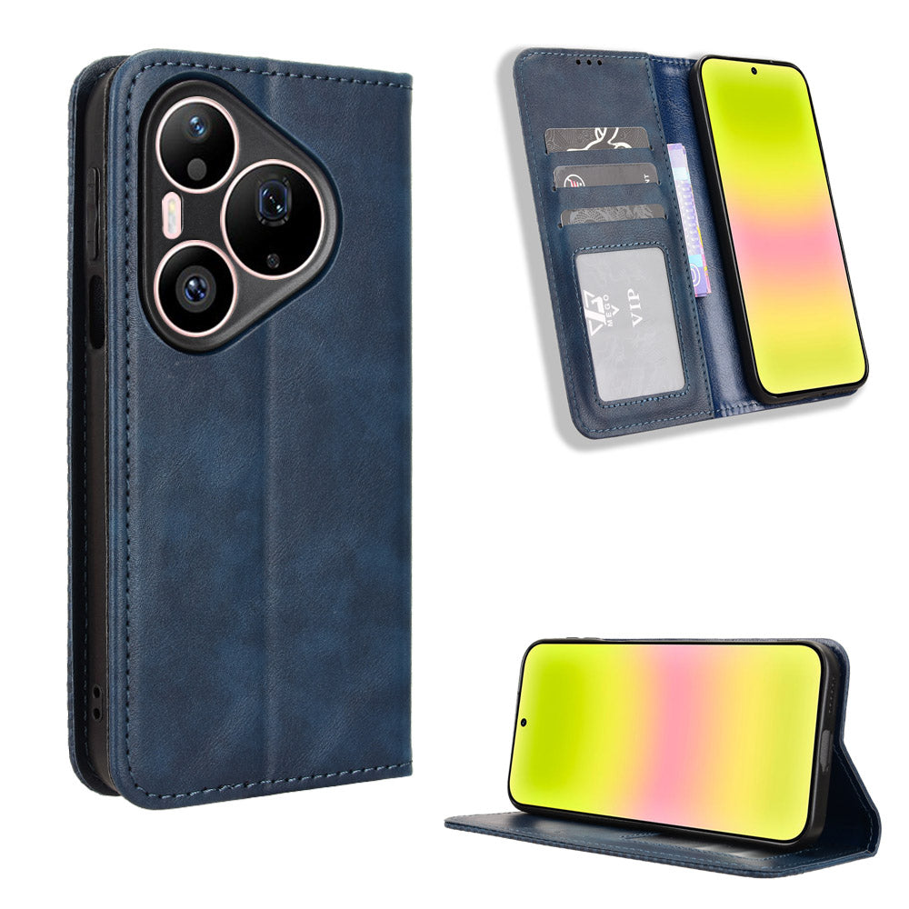 For Huawei Pura 90s Pro 5G / Pura 90 Pro Leather Case Wallet Stand Retro Texture Phone Cover