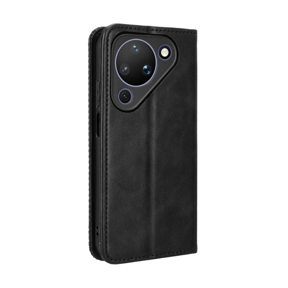 For Huawei Pura 90 Leather Case Wallet Stand Retro Texture Phone Cover