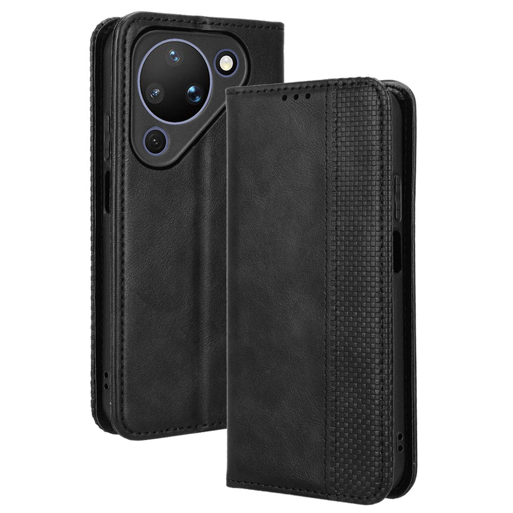 For Huawei Pura 90 Leather Case Wallet Stand Retro Texture Phone Cover