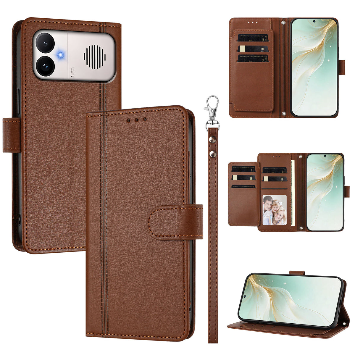For Xiaomi Redmi K90 Max 5G Case 9 Card Slots PU Leather Flip Wallet Phone Cover with Hand Strap