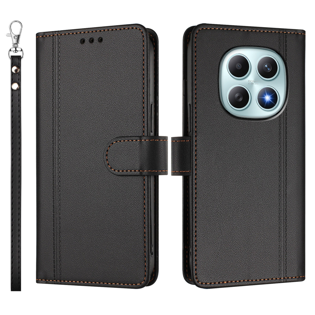 Xiaomi Poco M8 5G / Xiaomi Redmi Note 15 4G (Global) / Xiaomi Redmi Note 15 5G (Global) fodral, 9 kortfack, PU-läder, fällbart plånboksfodral med handrem