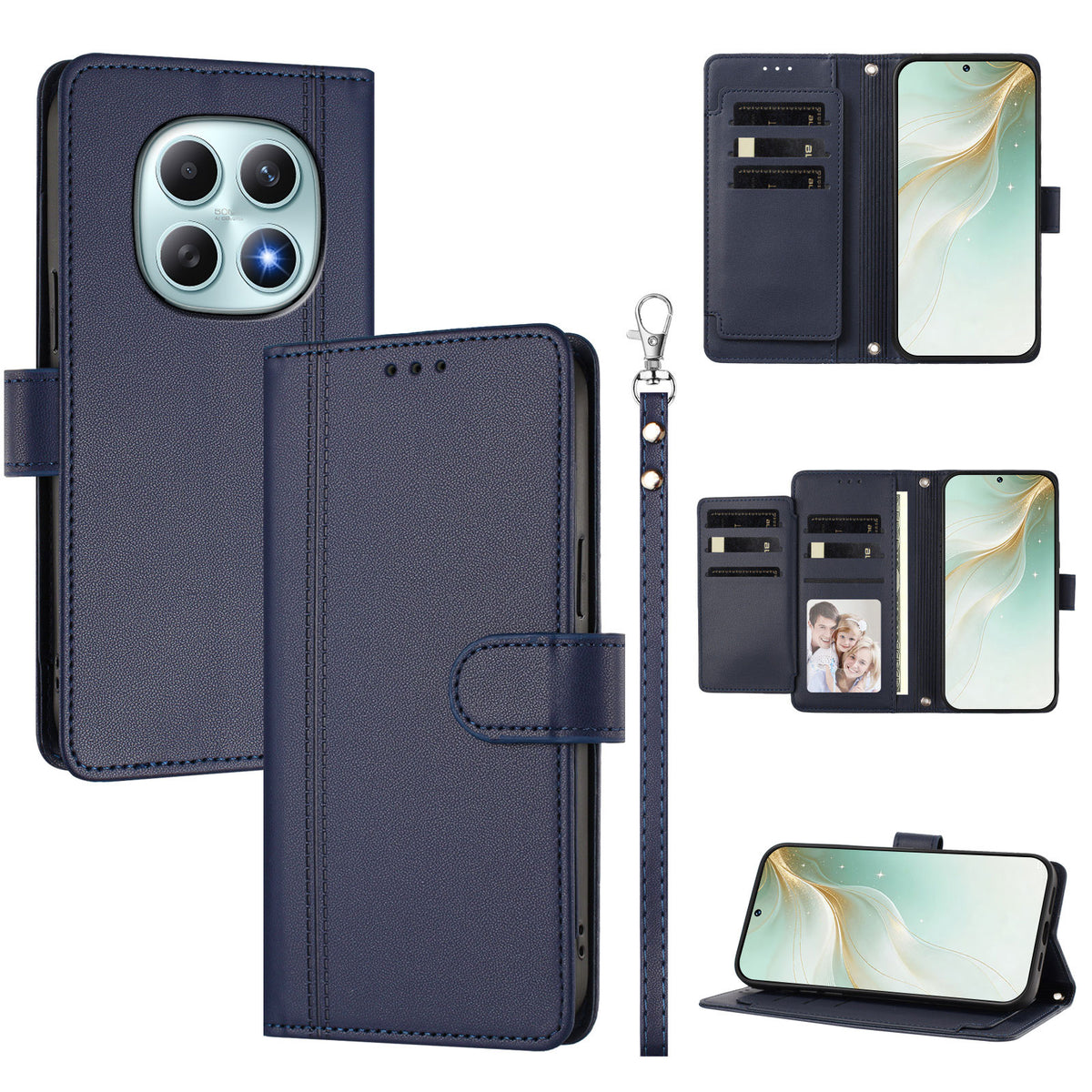 Xiaomi Poco M8 5G / Xiaomi Redmi Note 15 4G (Global) / Xiaomi Redmi Note 15 5G (Global) fodral, 9 kortfack, PU-läder, fällbart plånboksfodral med handrem