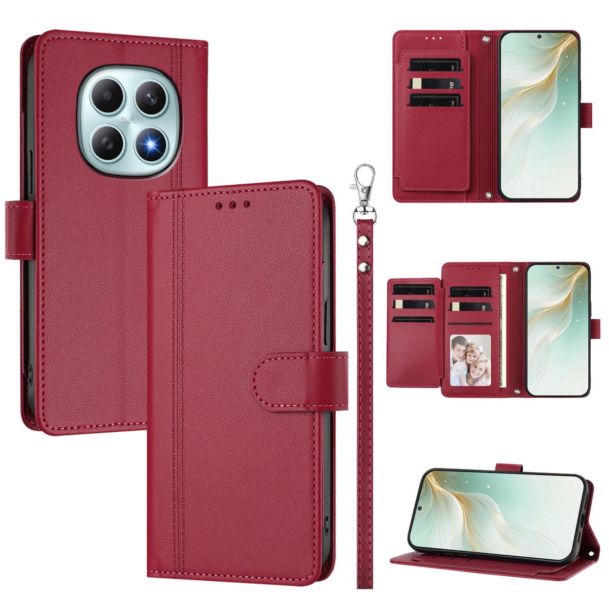 Xiaomi Poco M8 5G / Xiaomi Redmi Note 15 4G (Global) / Xiaomi Redmi Note 15 5G (Global) fodral, 9 kortfack, PU-läder, fällbart plånboksfodral med handrem
