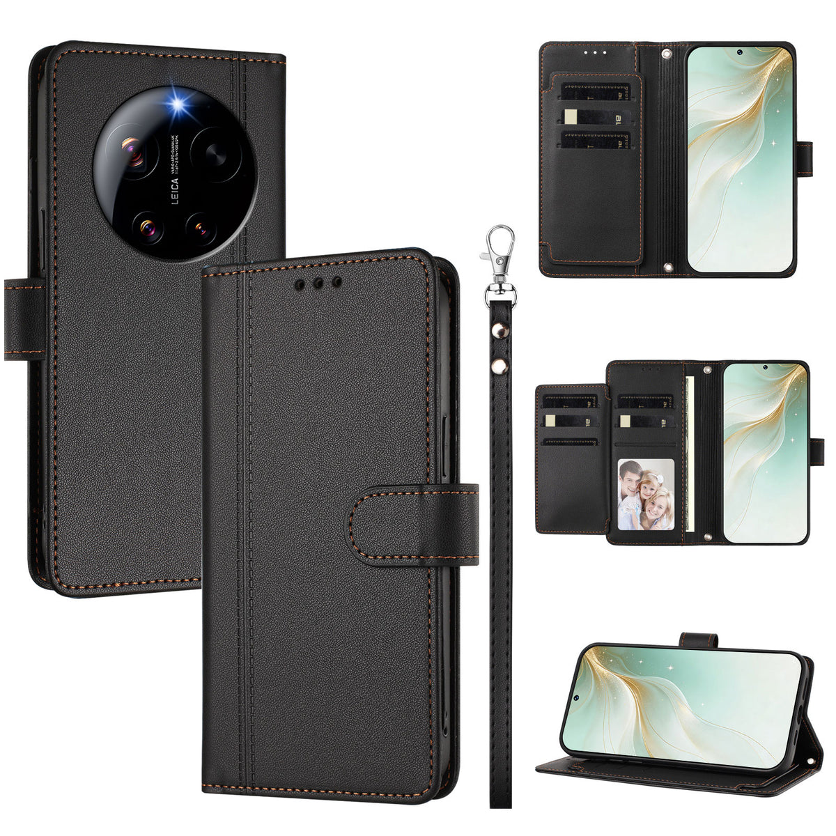 For Xiaomi 17 Ultra 5G Case 9 Card Slots PU Leather Flip Wallet Phone Cover with Hand Strap
