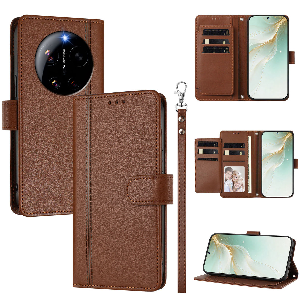 For Xiaomi 17 Ultra 5G Case 9 Card Slots PU Leather Flip Wallet Phone Cover with Hand Strap
