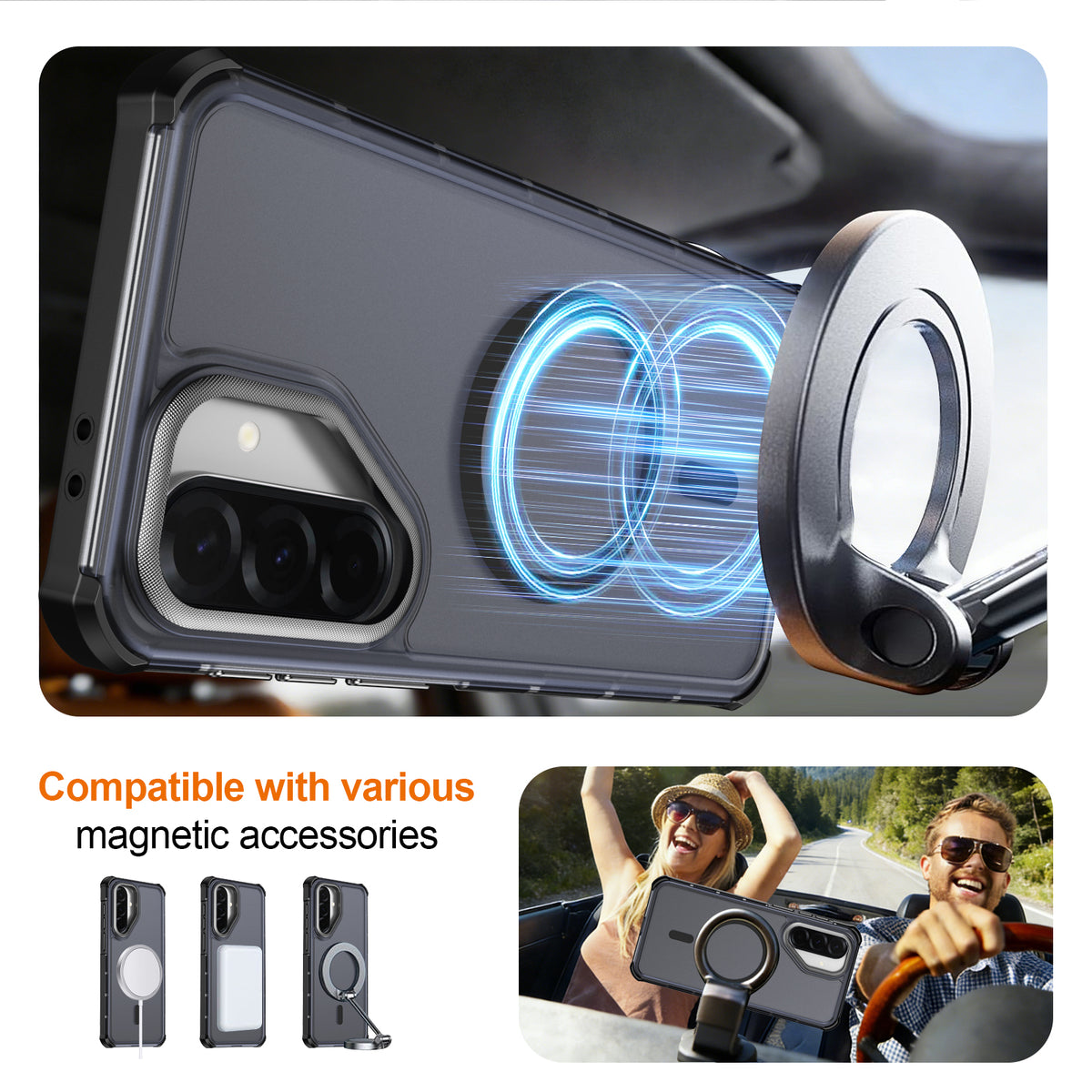 Til Samsung Galaxy A56 5G / Galaxy A37 5G / Galaxy A36 5G Magnetisk Etui Elektrobelagt Ramme Hudvenligt TPU+PC Telefoncover