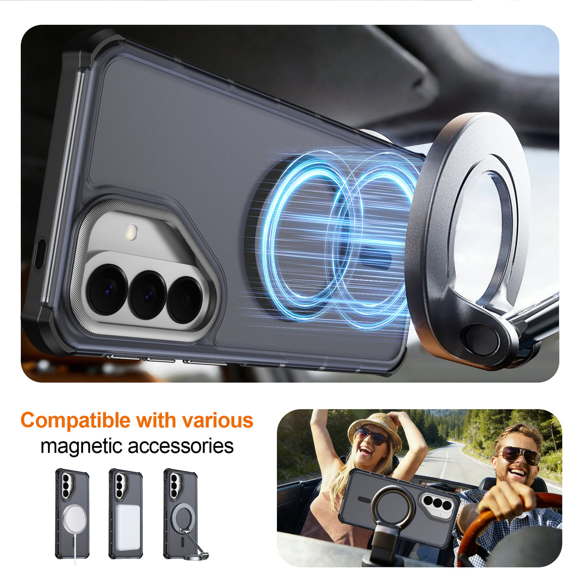 For Samsung Galaxy A57 5G Magnetic Case Electroplated Frame Skin-touch TPU+PC Phone Cover