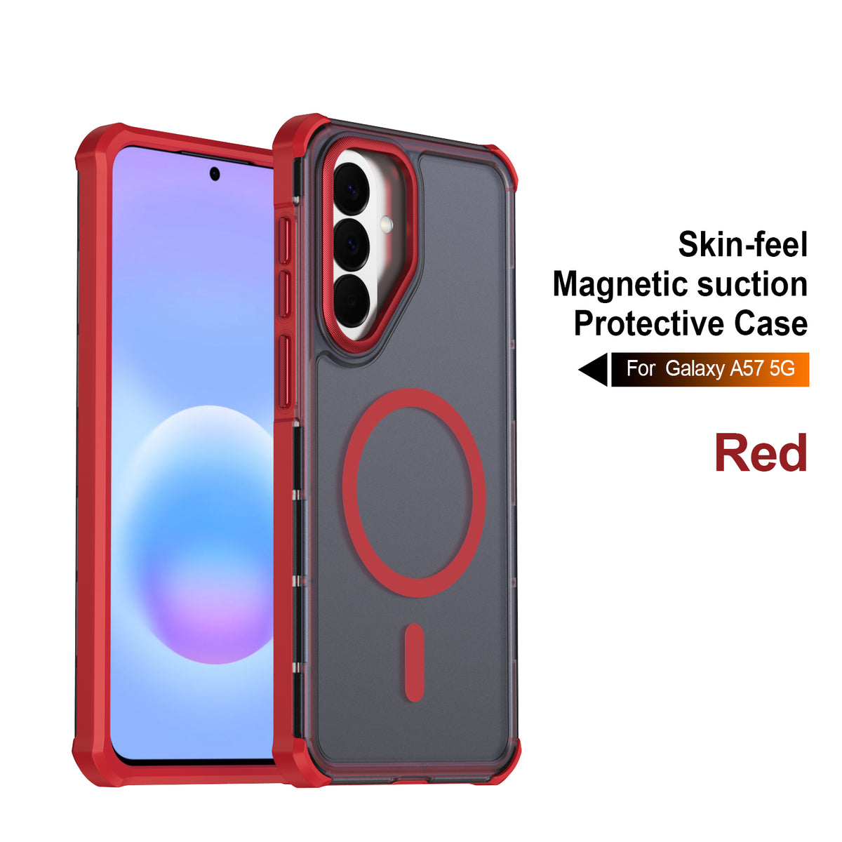 For Samsung Galaxy A57 5G Magnetic Case Electroplated Frame Skin-touch TPU+PC Phone Cover