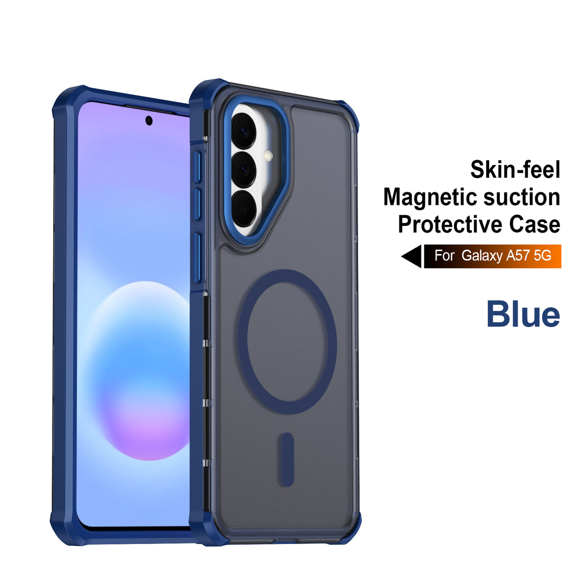 For Samsung Galaxy A57 5G Magnetic Case Electroplated Frame Skin-touch TPU+PC Phone Cover
