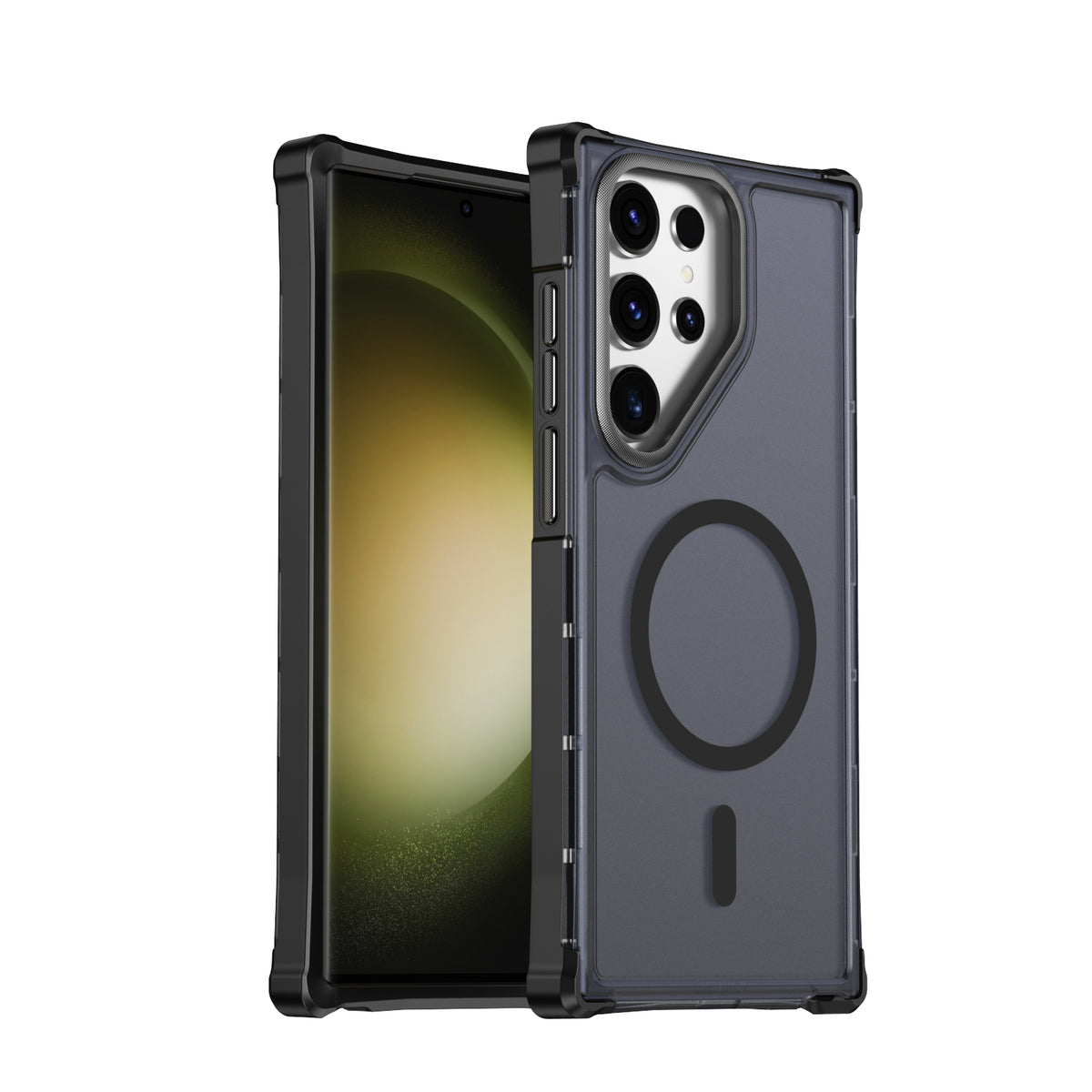 For Samsung Galaxy S23 Ultra Magnetic Case Electroplated Frame Skin-touch TPU+PC Phone Cover