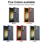 For Samsung Galaxy S23 Ultra Magnetic Case Electroplated Frame Skin-touch TPU+PC Phone Cover