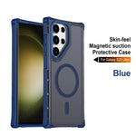 For Samsung Galaxy S23 Ultra Magnetic Case Electroplated Frame Skin-touch TPU+PC Phone Cover