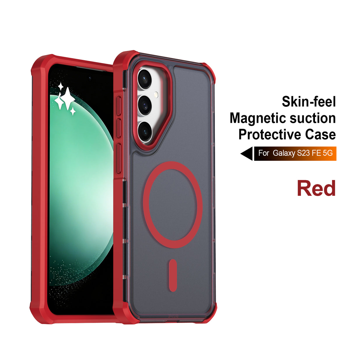 For Samsung Galaxy S23 FE Magnetic Case Electroplated Frame Skin-touch TPU+PC Phone Cover