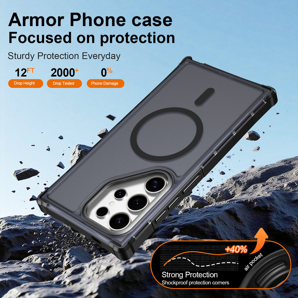 Samsung Galaxy S24 Ultra Magnetiskt Skal Elektropläterad Ram Skin-touch TPU+PC mobilskal