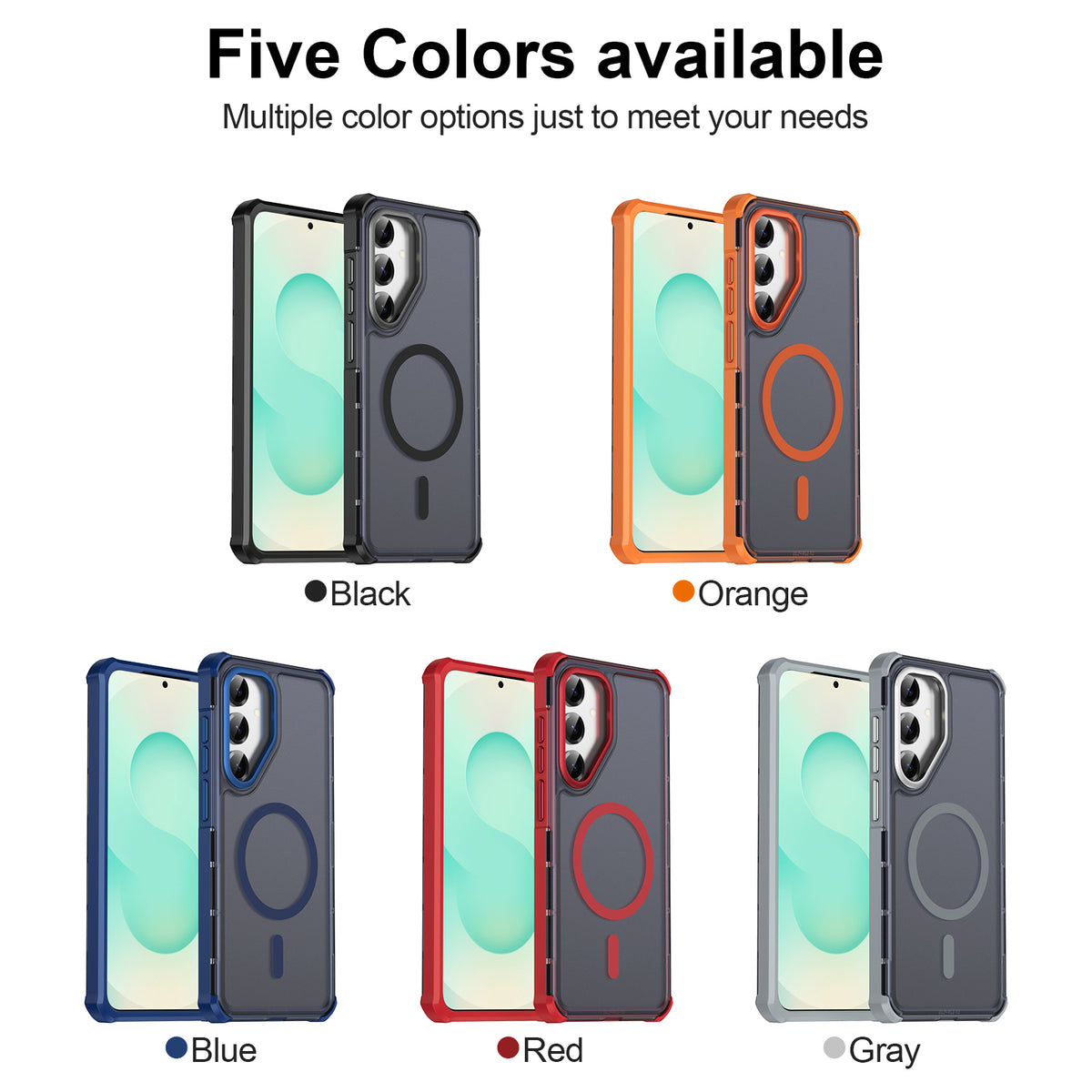 Samsung Galaxy S24+ / Galaxy S25+ magnetisk etui med galvaniseret ramme og TPU+PC-mobilcover med skin-touch