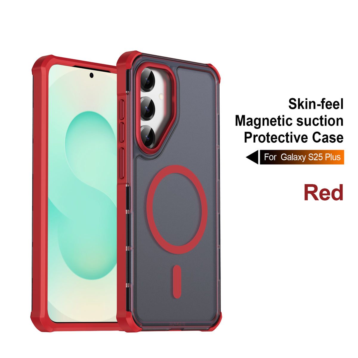 For Samsung Galaxy S24+ / Galaxy S25+ Magnetic Case Electroplated Frame Skin-touch TPU+PC Phone Cover
