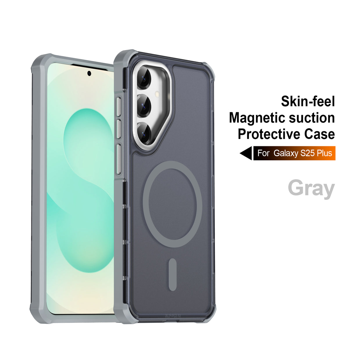 For Samsung Galaxy S24+ / Galaxy S25+ Magnetic Case Electroplated Frame Skin-touch TPU+PC Phone Cover