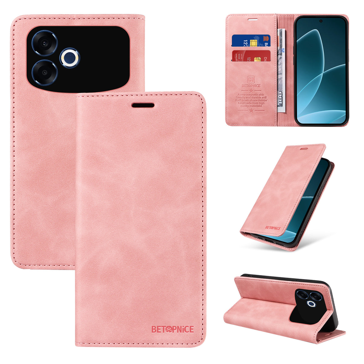 BETOPNICE för Oppo F33 Pro 5G / Oppo A6s Pro 5G-skal Magnetisk stängning RFID-blockerande plånboksfodral Lädermobilskal