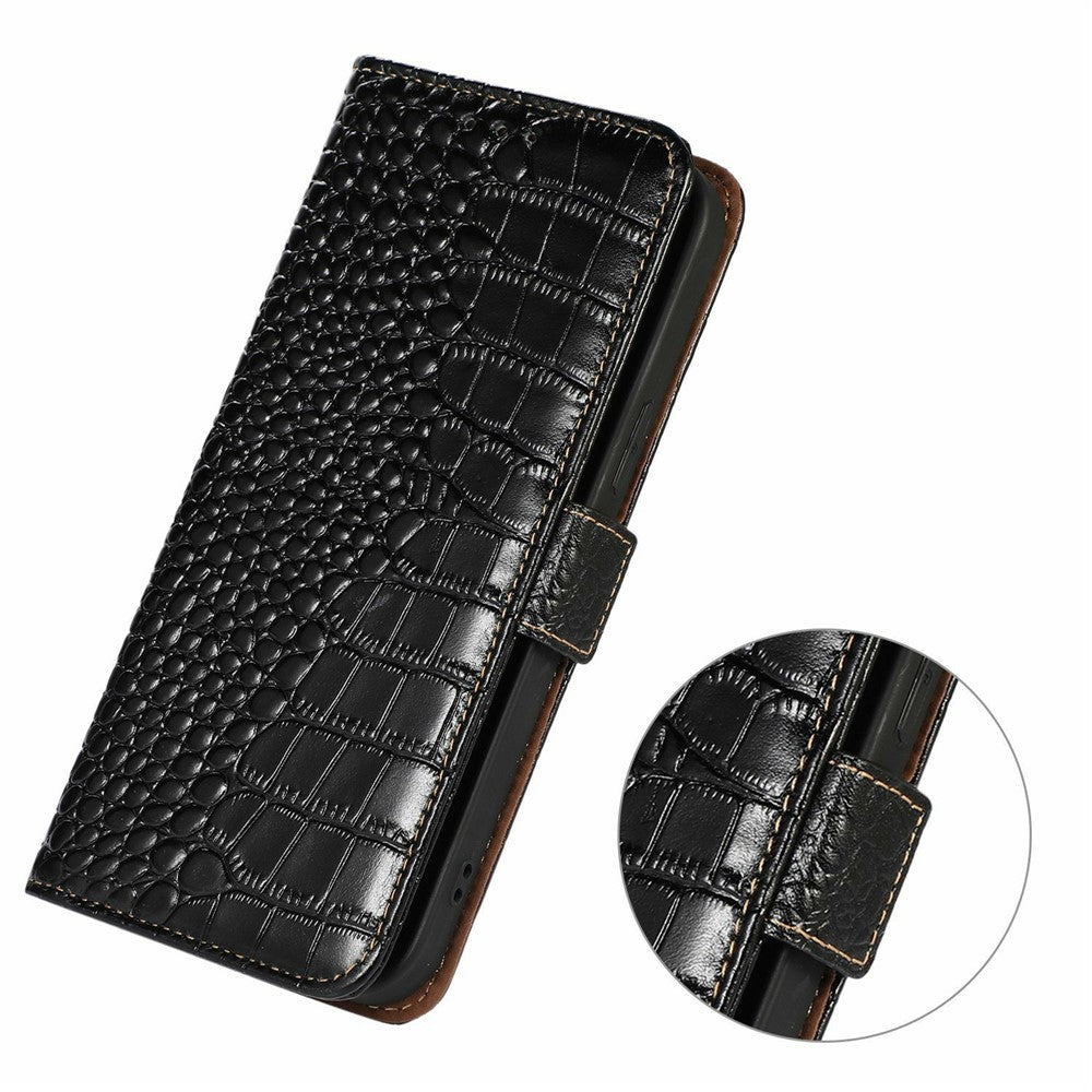 For Xiaomi 17T Case RFID Blocking Wallet Crocodile Texture Genuine Cow Leather Phone Cover