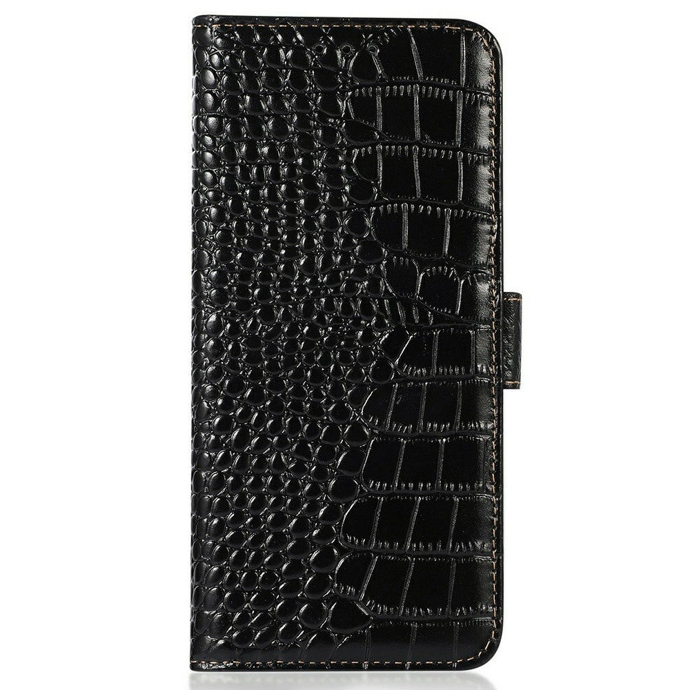 For Xiaomi 17T Case RFID Blocking Wallet Crocodile Texture Genuine Cow Leather Phone Cover