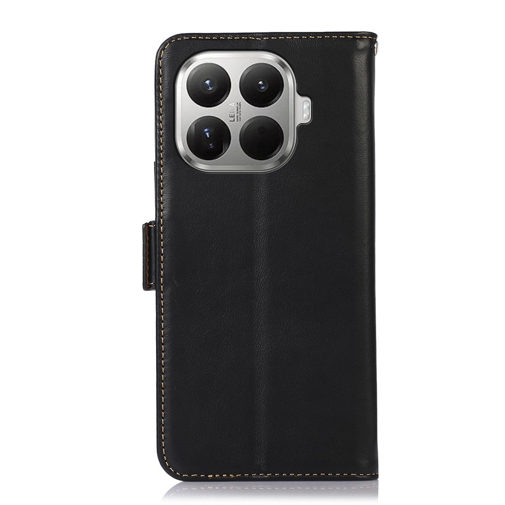 For Xiaomi 17T Case RFID Blocking Genuine Cow Leather Wallet Phone Cover