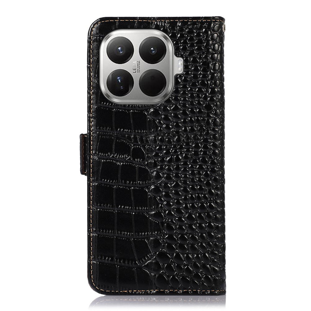 For Xiaomi 17T Pro Case RFID Blocking Wallet Crocodile Texture Genuine Cow Leather Phone Cover