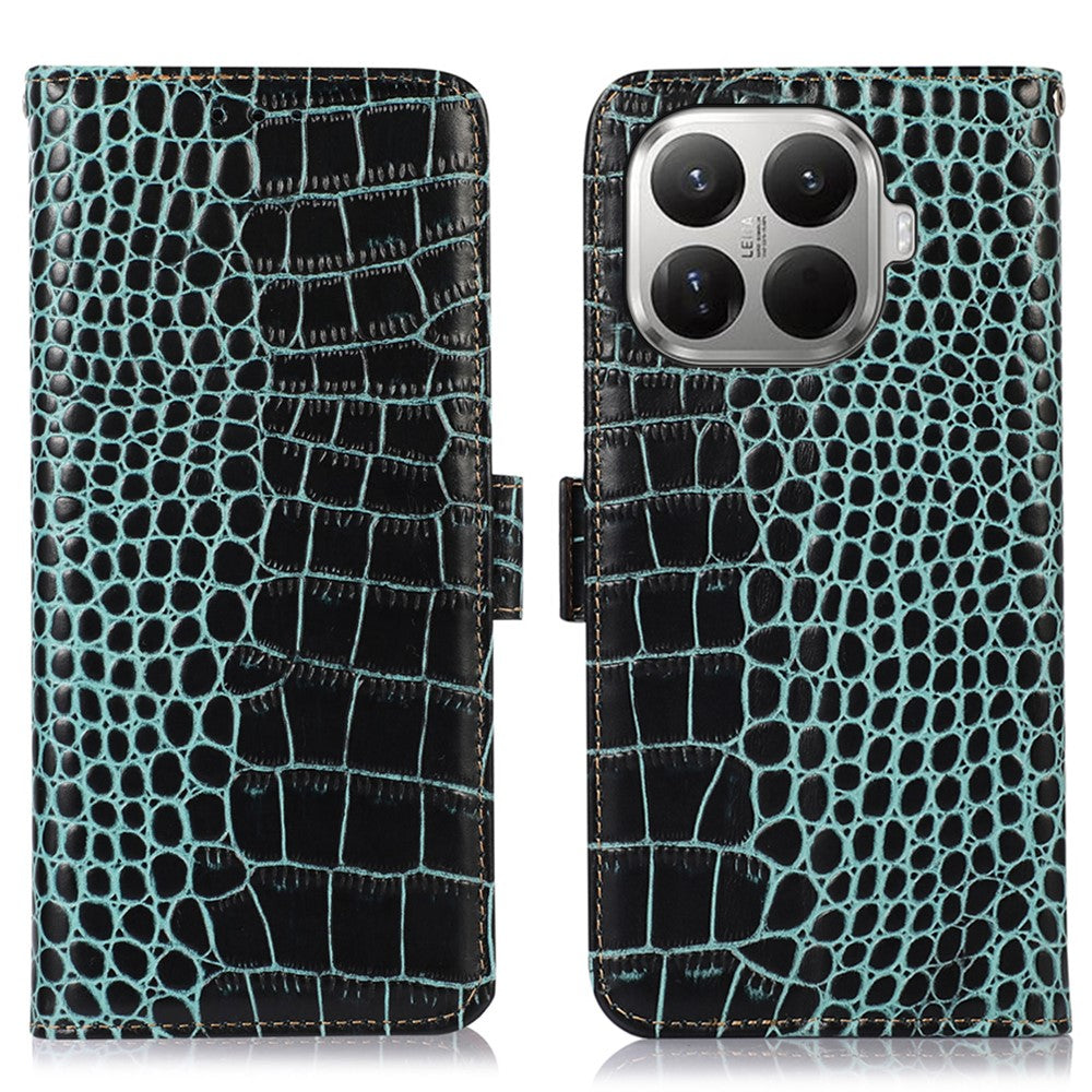 For Xiaomi 17T Pro Case RFID Blocking Wallet Crocodile Texture Genuine Cow Leather Phone Cover