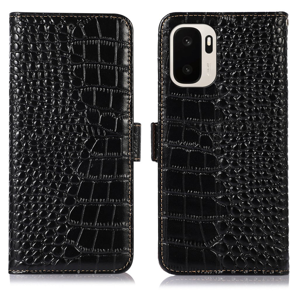 For OnePlus Ace 6 Ultra 5G Case RFID Blocking Wallet Crocodile Texture Genuine Cow Leather Phone Cover