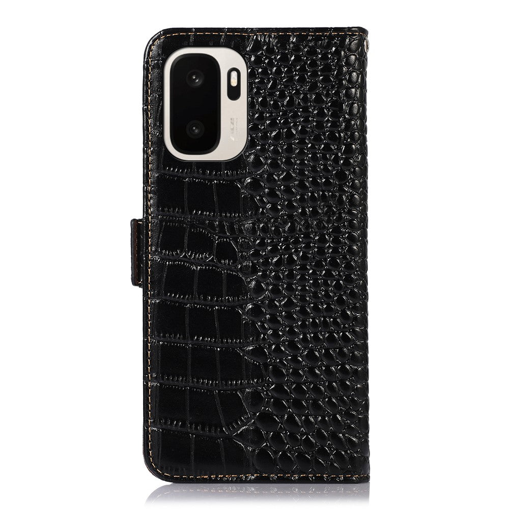For OnePlus Ace 6 Ultra 5G Case RFID Blocking Wallet Crocodile Texture Genuine Cow Leather Phone Cover