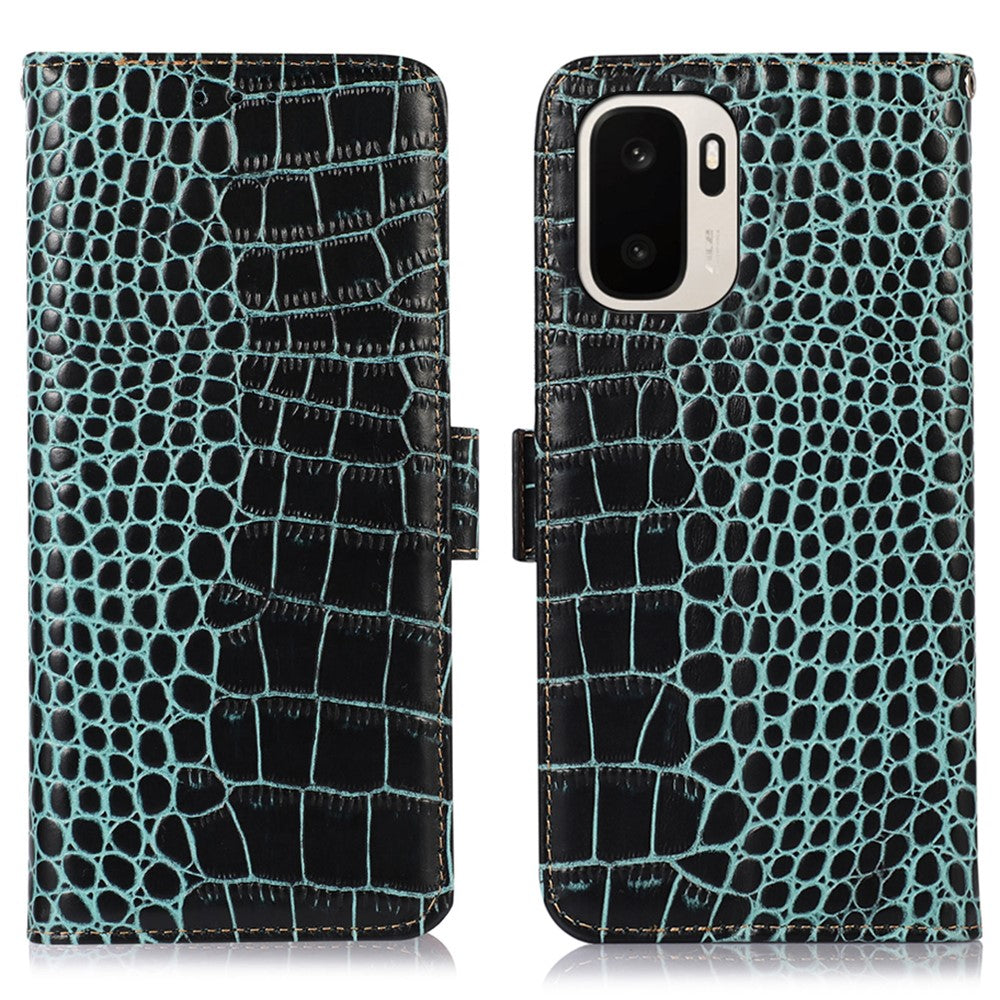 For OnePlus Ace 6 Ultra 5G Case RFID Blocking Wallet Crocodile Texture Genuine Cow Leather Phone Cover